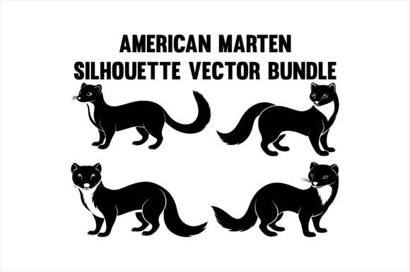 American Marten Silhouette Vector Bundle for Modern Design