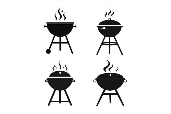 Barbecue Grill Silhouette Icon Bundle Graphics for Local Branding
