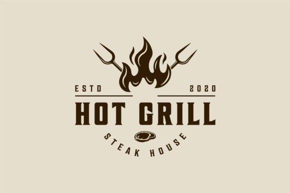 Barbecue Logo Vintage Vector Design