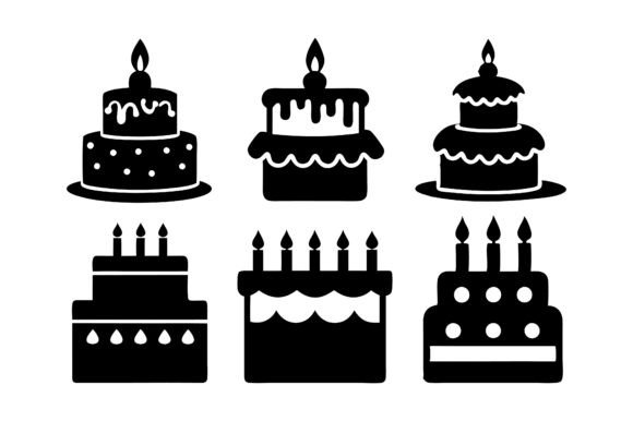 Birthday Cake Silhouette Vector Bundle Graphics for Print Materials Mockups