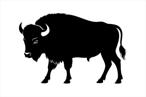 Bison Silhouette Icon Vector Graphics for Print Materials Mockups