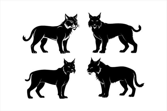 Bobcat Silhouette Icon Vector Bundle for Local Branding