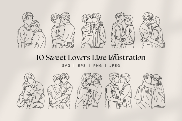 Boys Love Line Art for Branding and Design