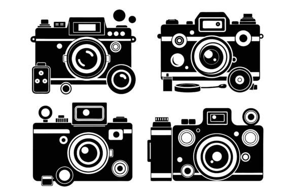 Camera Silhouette Vector Icon Bundle Graphics for Print Materials Mockups