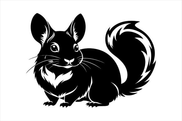 Chinchillas Animal Silhouette Vector Graphics for Print Materials Mockups