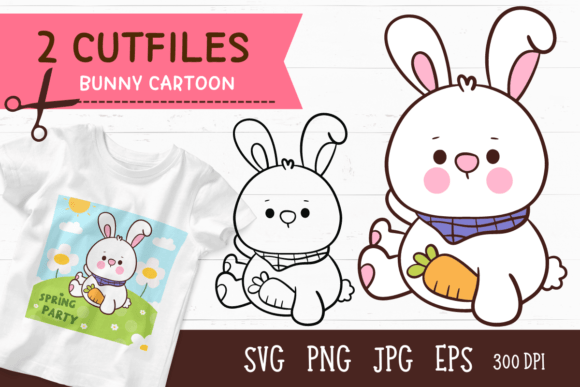 Easter Bunny SVG Kawaii Cliparts Spring Graphics for Crafts
