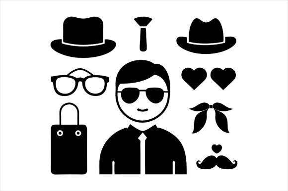 Father’s Day Hat Silhouette Icon Bundle Graphics for Local Branding