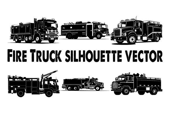 Fire Truck Silhouette Vector for Graphics and Crafts