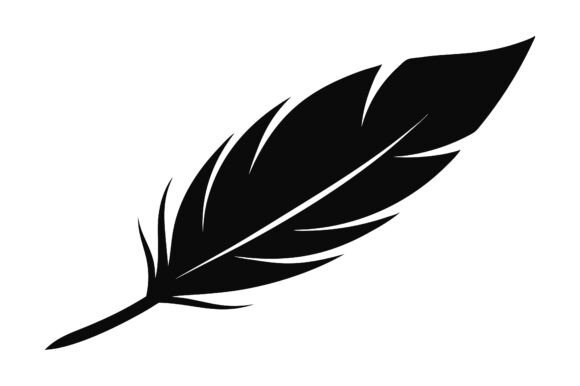 Fluffy Feather Silhouette Vector Icon Graphics for Print Materials Mockups