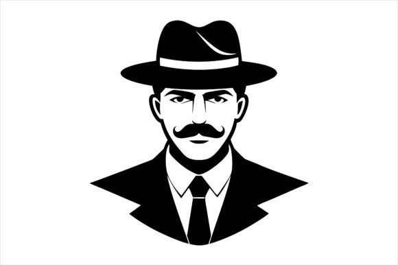 Gentleman Mustache Icon Graphics for Print Mockups