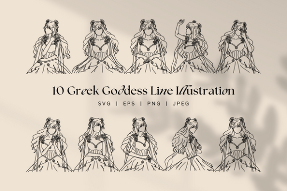 Greek Mythology Eternal Goddess Lineart Graphics