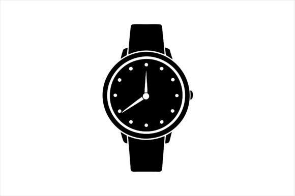 Hand Watch Silhouette Icon Vector Graphics for Print Mockups
