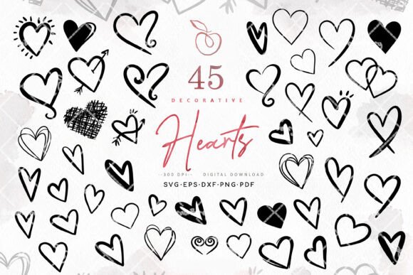 Heart Svg Design Hand Drawn Hearts Png for Crafts and Graphics
