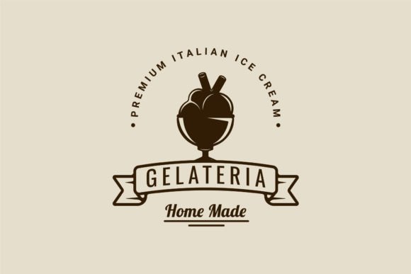 Ice Cream Balls in Bowl Logo Vector Graphics