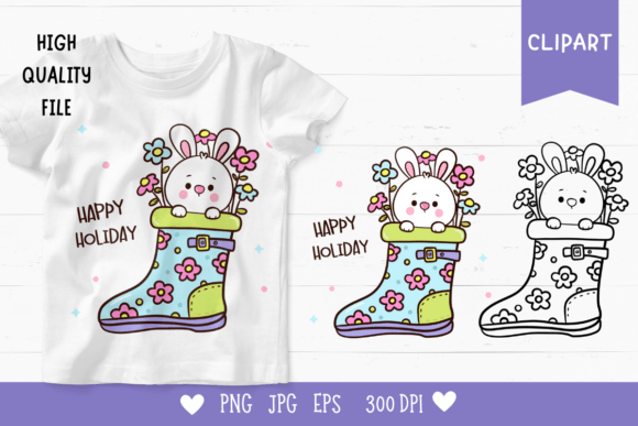 Kawaii Bunny Clipart for T-Shirt Graphics