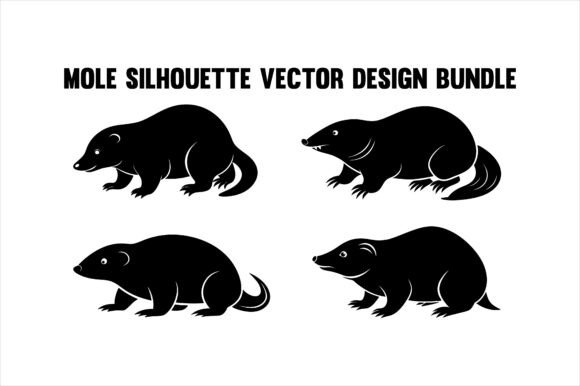 Mole Silhouette Vector Design Bundle Graphics