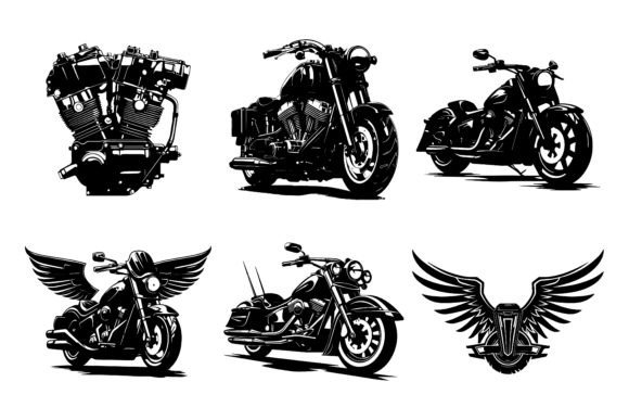 Motorbike Vector Silhouette Bundle Set for Modern Branding