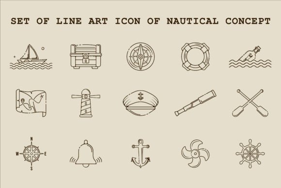 Nautical Icon Line Art Vector