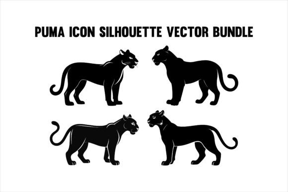 Puma Icon Silhouette Vector Bundle Graphics