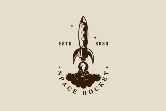 Rocket Space Logo Vector Vintage Design