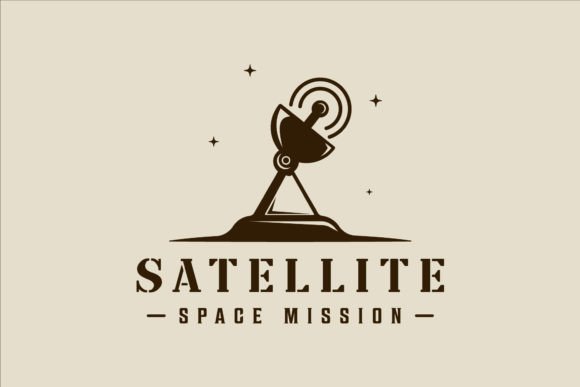 Satellite Logo Vector Vintage Design Graphics