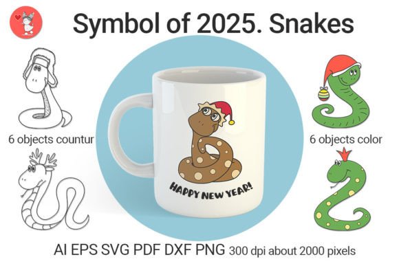 Symbol of 2025 Snakes Graphics for Modern Crafts